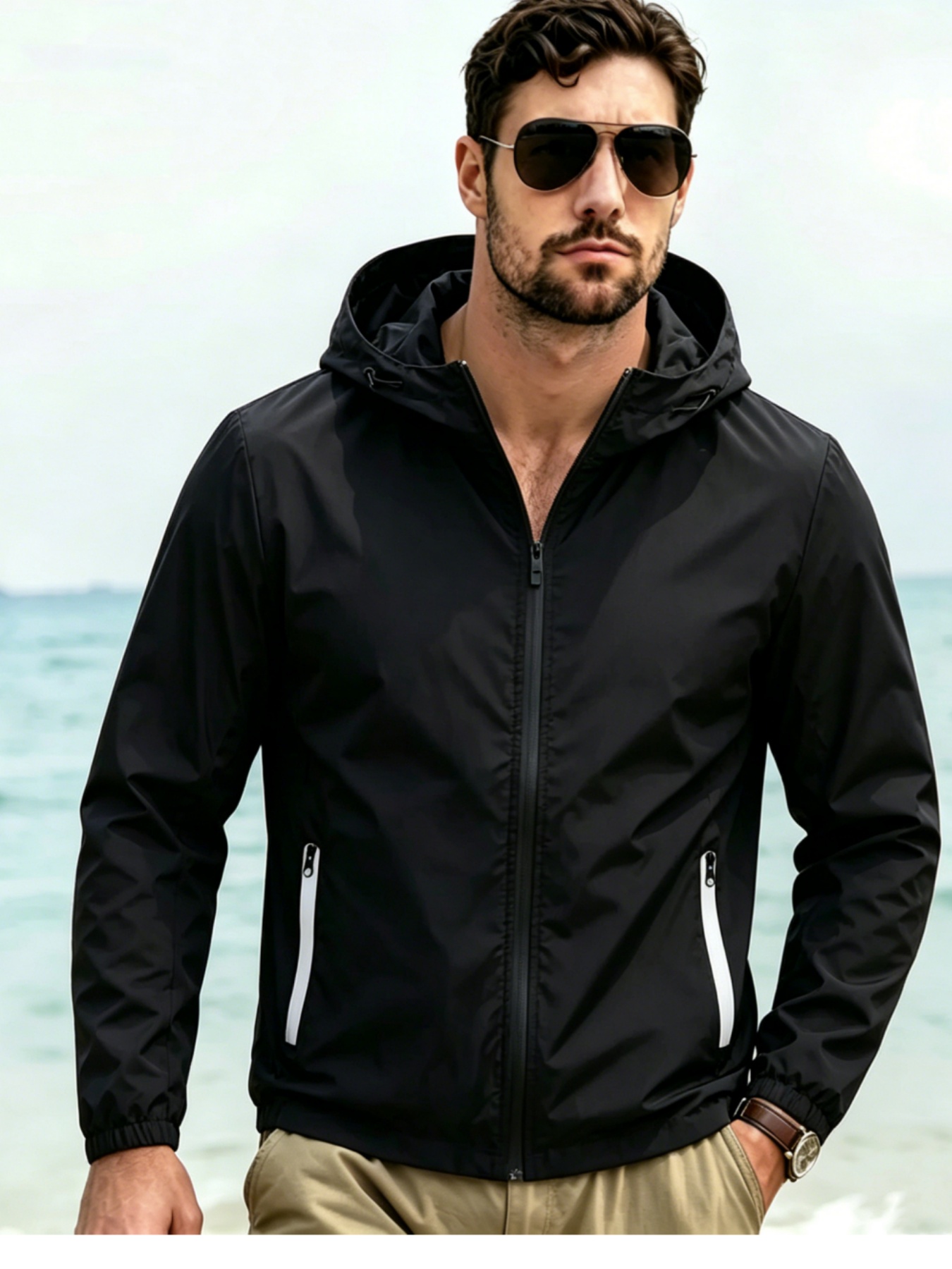 Windbreaker Men Zip - Men's Hooded Windbreaker Jacket, Lightweight Full