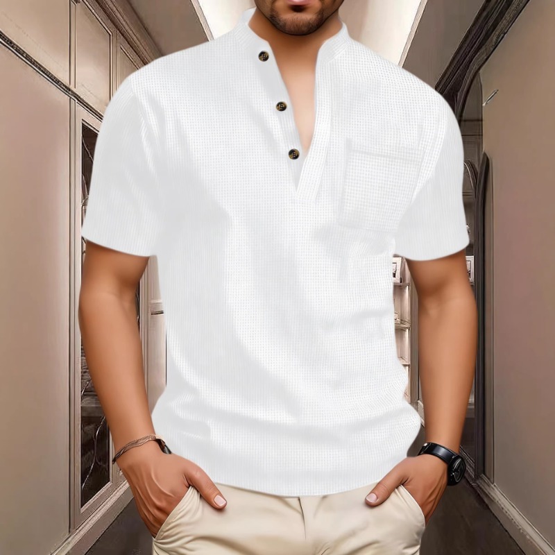 Mens Fashion Wear - Men's Summer Casual Henley Neck Short