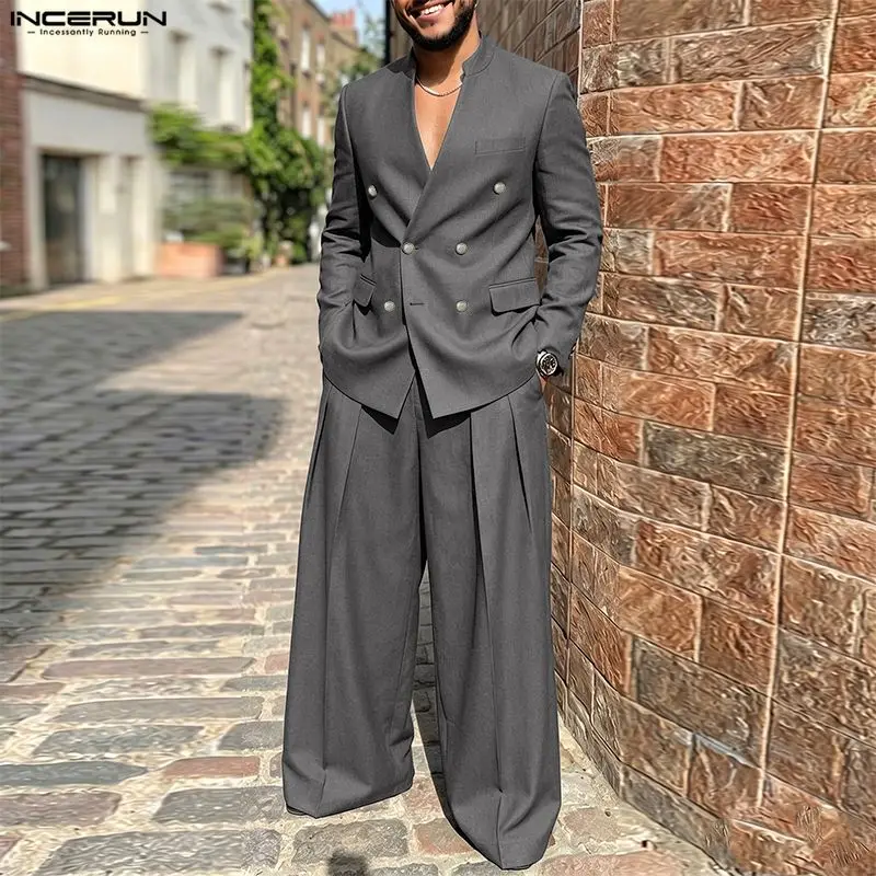 Men'S Fashion Color - INCERUN Men's Sets Solid Color V