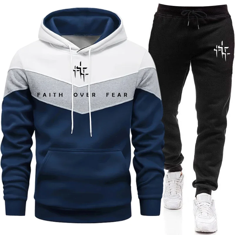 Mens Fashion Urban - Faith Over Fear Men's Tracksuit Hooded