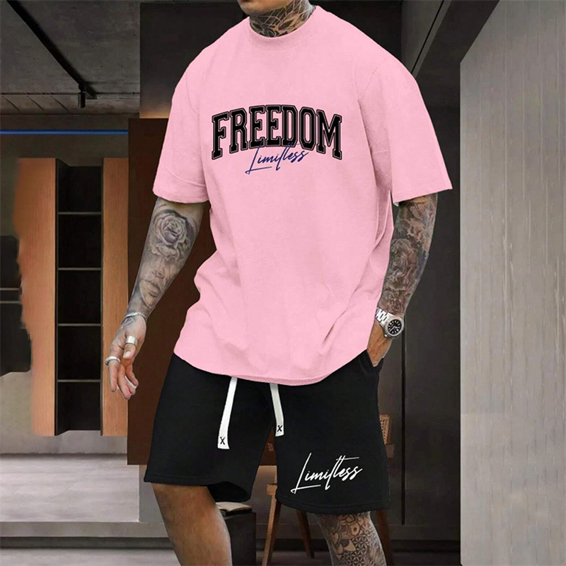 Mens Fashion Wear - Men's Outdoor Letter Print Shorts Set