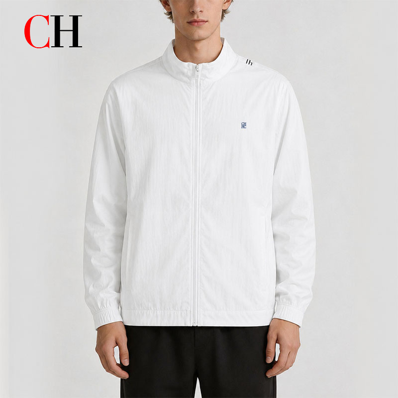 Windbreaker Men Zip - CH Men's White Zip Up Jacket