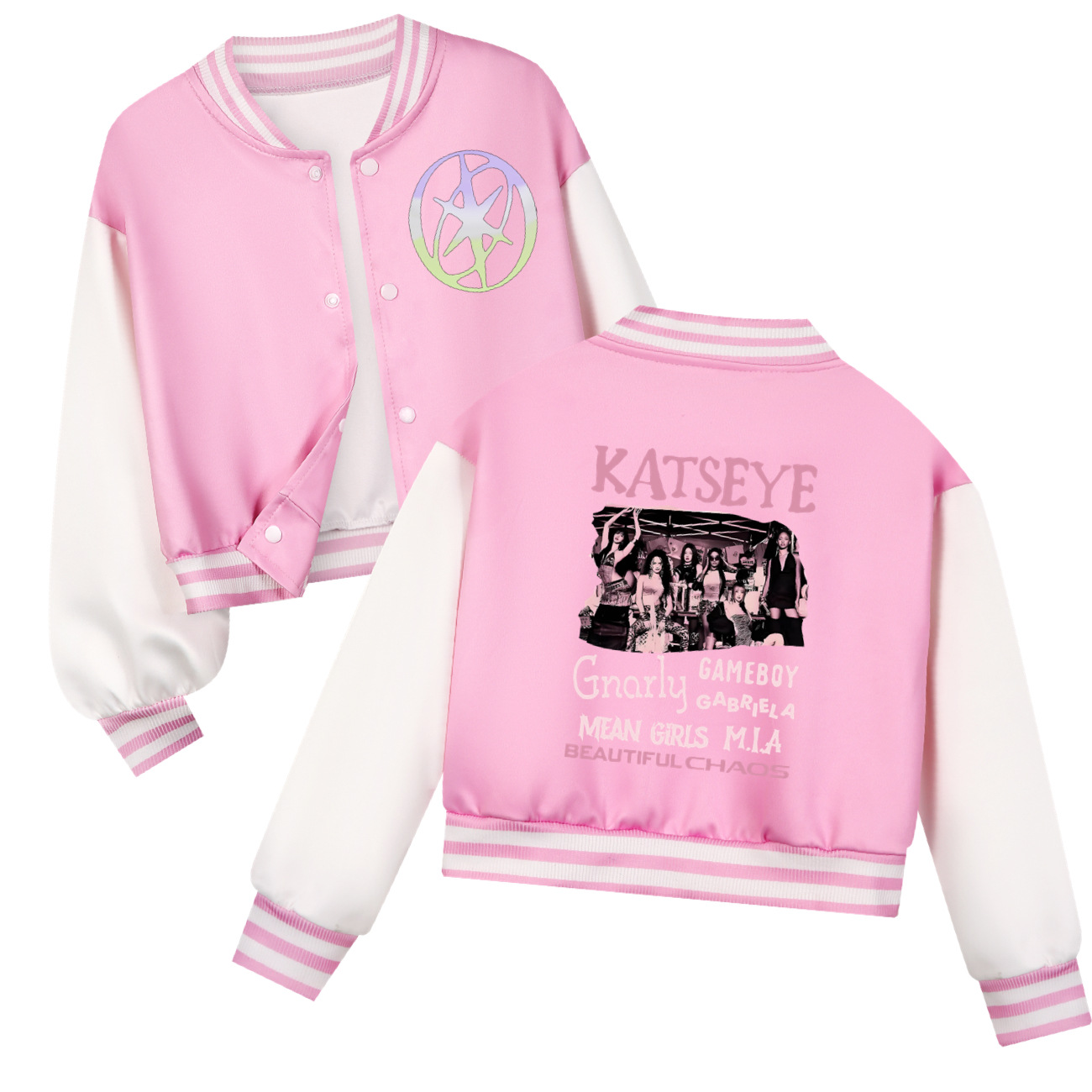 KATSEYE Printing Kids Short Ba - огляд і ціна Varsity Jacket Letterman
