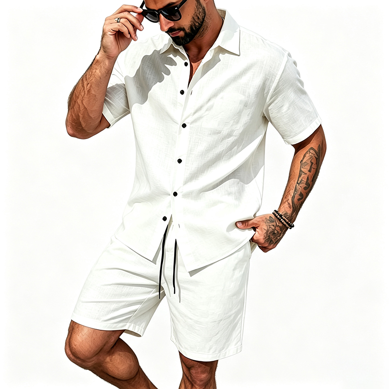 Men Linen Two Piece Outfit Sho - огляд і ціна Men'S Fashion For Summer