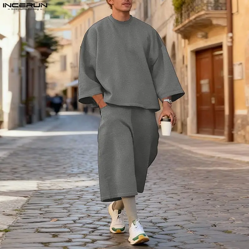 INCERUN Men Sets Solid Color B - огляд і ціна Men'S Fashion Color