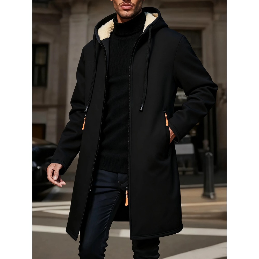 Men's Winter Warm Long Coat Zi - огляд і ціна Windbreaker Men Zip