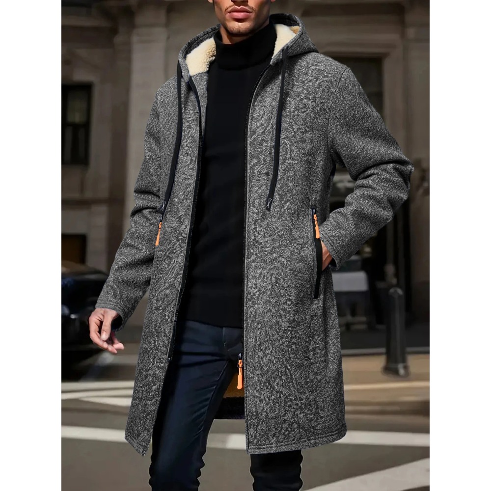 Men's Winter Warm Long Coat Zi - огляд і ціна Windbreaker Men Zip