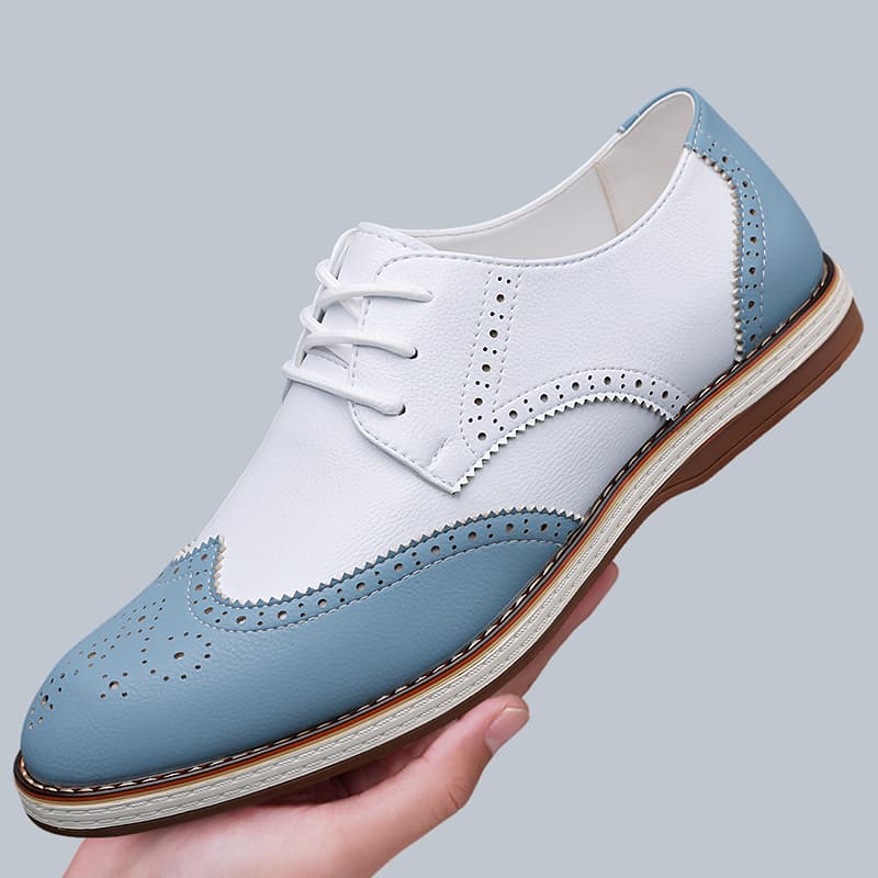 Mens White Blue Two Tone Brogu - огляд і ціна Suede Loafers Men