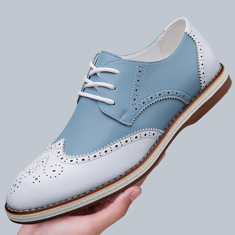 Mens White Blue Two Tone Brogu - огляд і ціна Suede Loafers Men