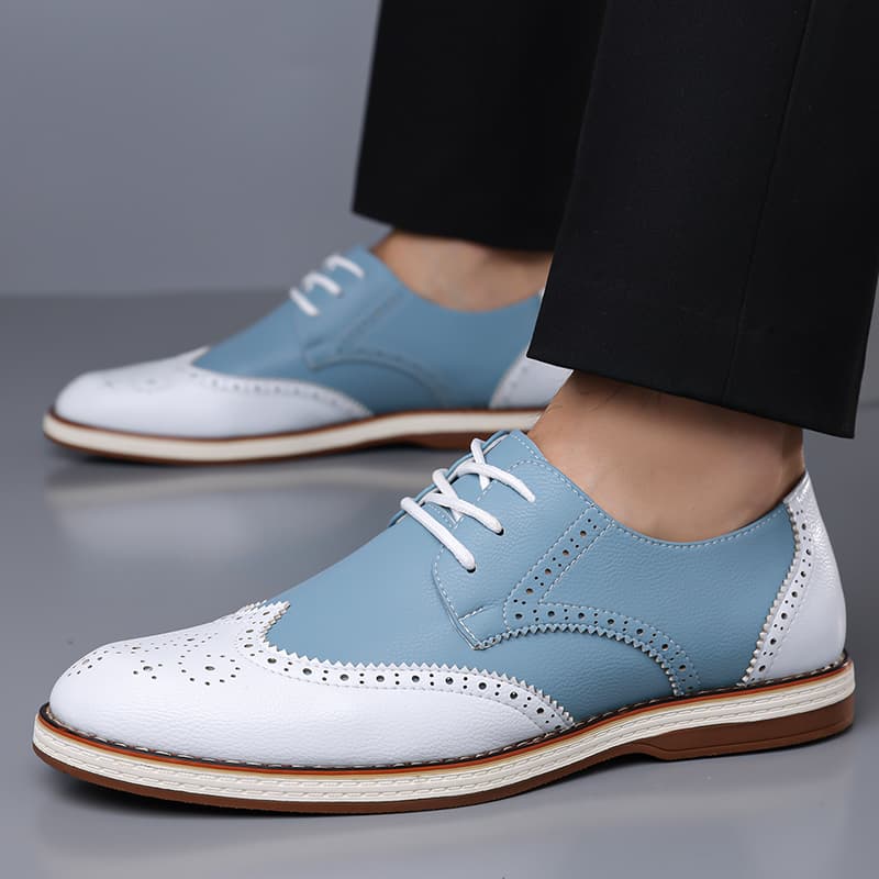 Mens White Blue Two Tone Brogu - огляд і ціна Suede Loafers Men