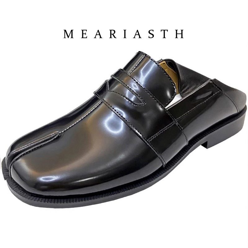 black Tabi Shoes Split Toe Pat - огляд і ціна Suede Loafers Men