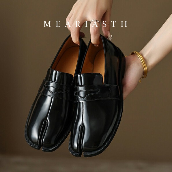black Tabi Shoes Split Toe Pat - огляд і ціна Suede Loafers Men