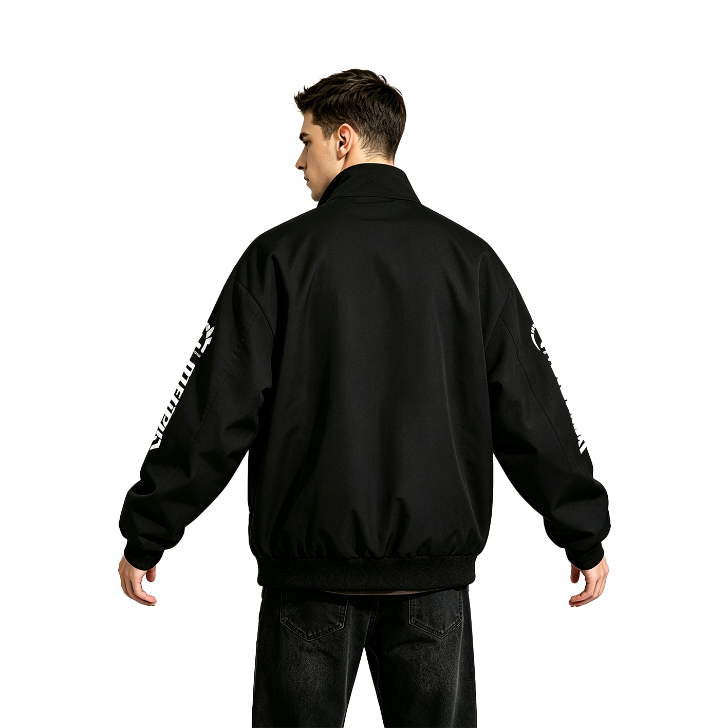 Men Racing Jacket Black White  - огляд і ціна Windbreaker Men Zip
