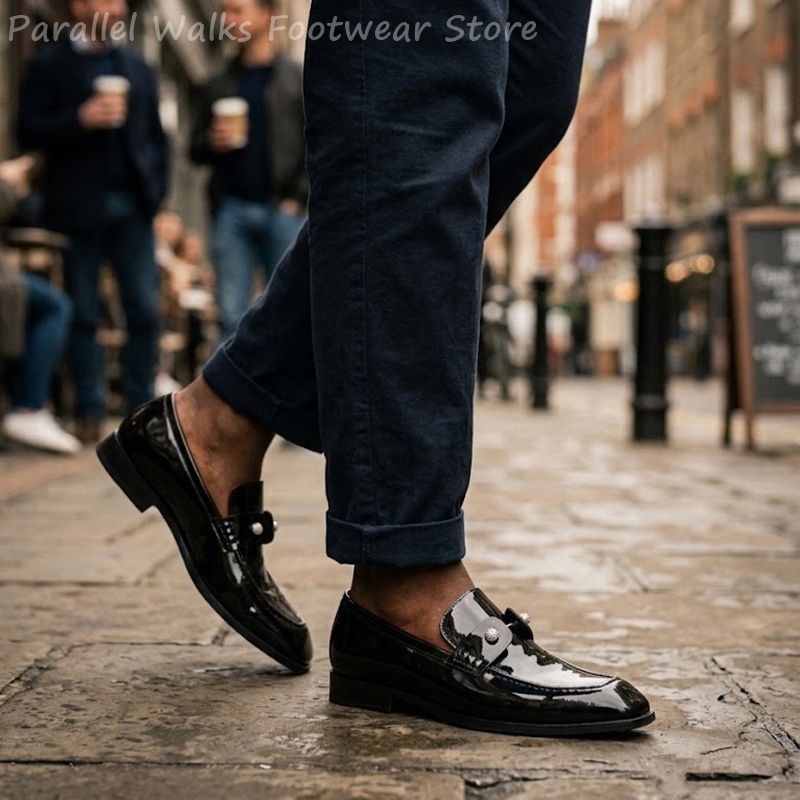 Men Black Patent Faux Suede Rh - огляд і ціна Suede Loafers Men