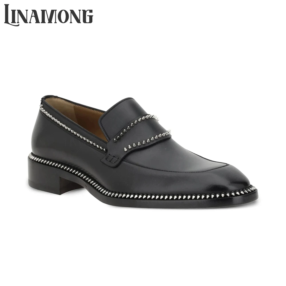 Black Spike Loafers Almond Toe - огляд і ціна Suede Loafers Men