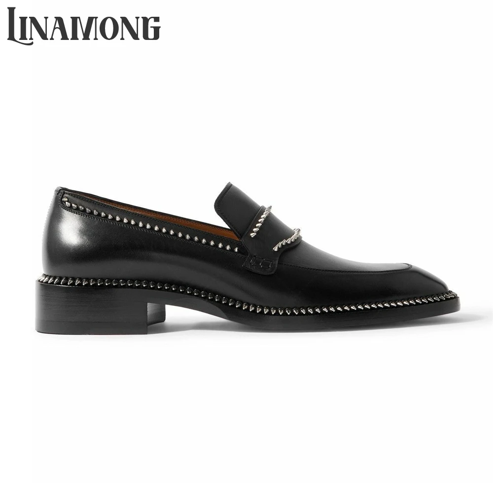 Black Spike Loafers Almond Toe - огляд і ціна Suede Loafers Men