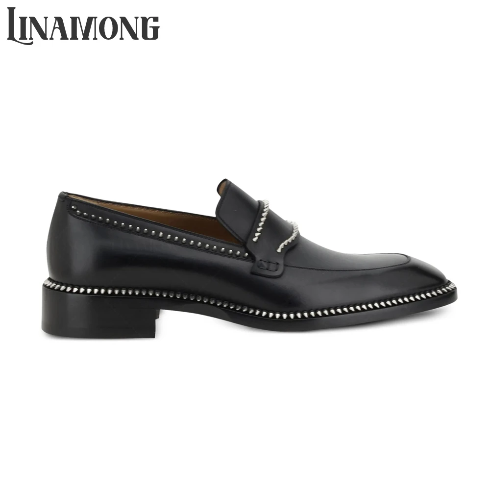 Black Spike Loafers Almond Toe - огляд і ціна Suede Loafers Men