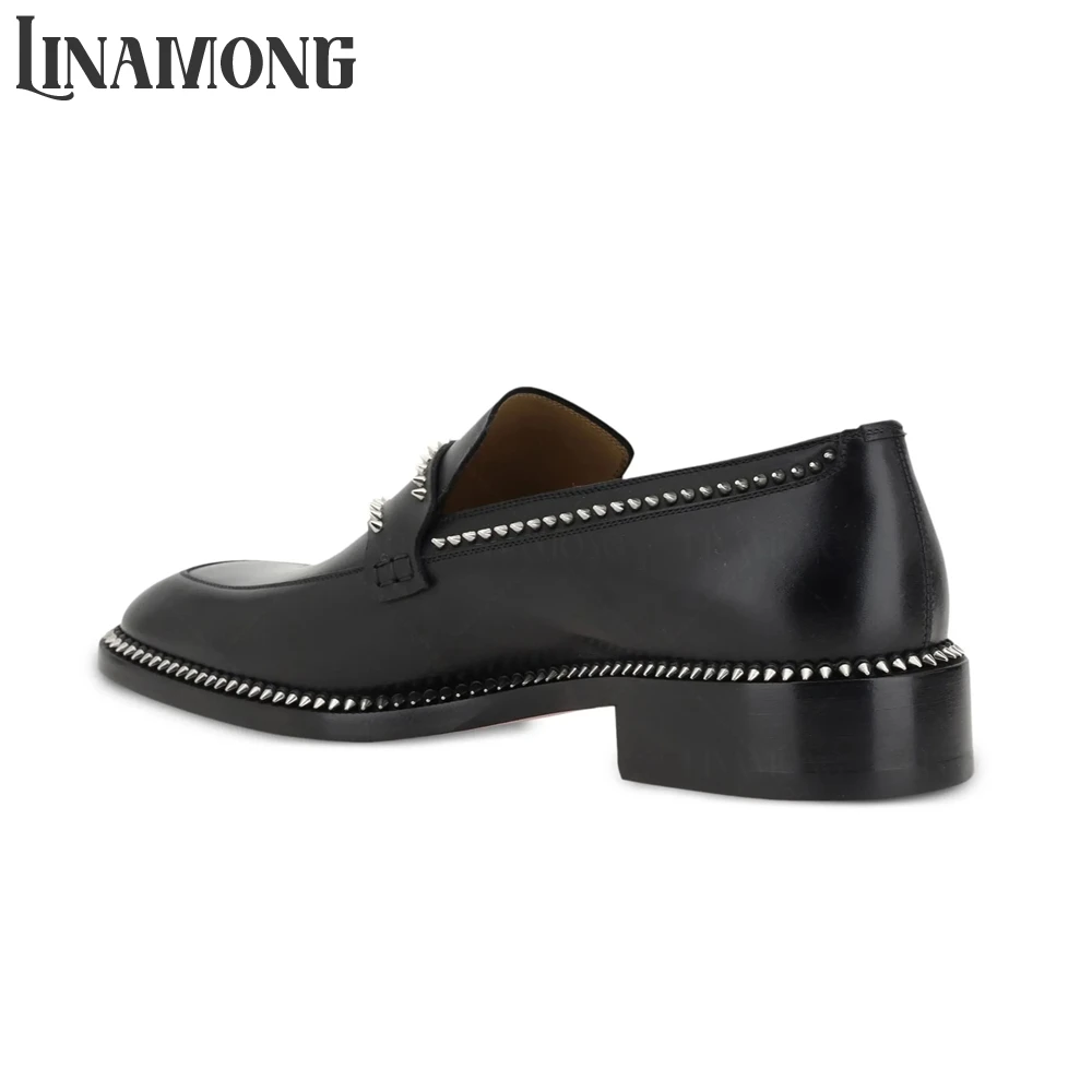 Black Spike Loafers Almond Toe - огляд і ціна Suede Loafers Men