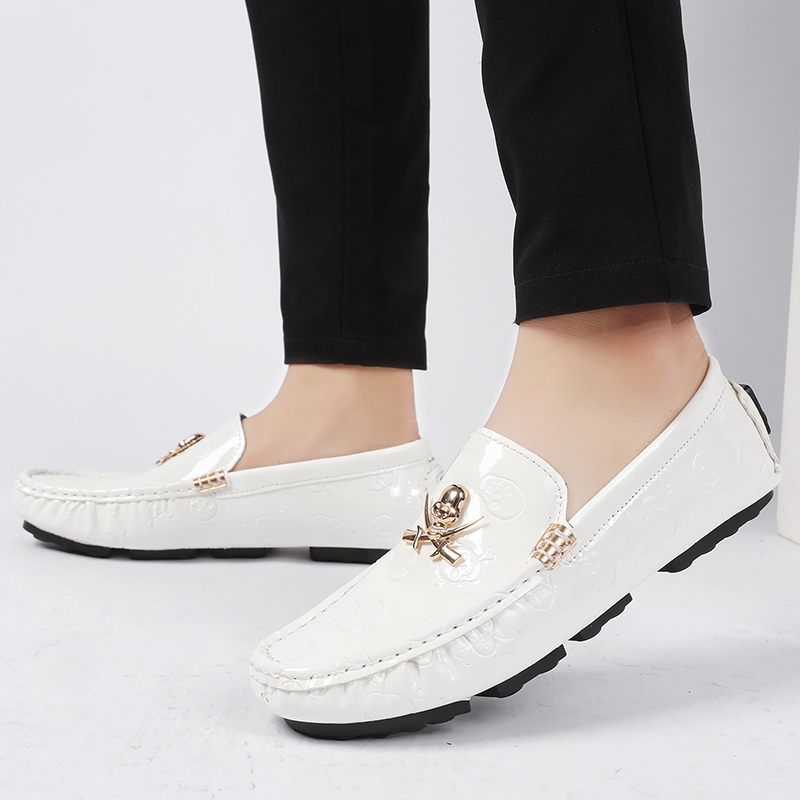 Men Quality Shoes Shine Skull  - огляд і ціна Suede Loafers Men