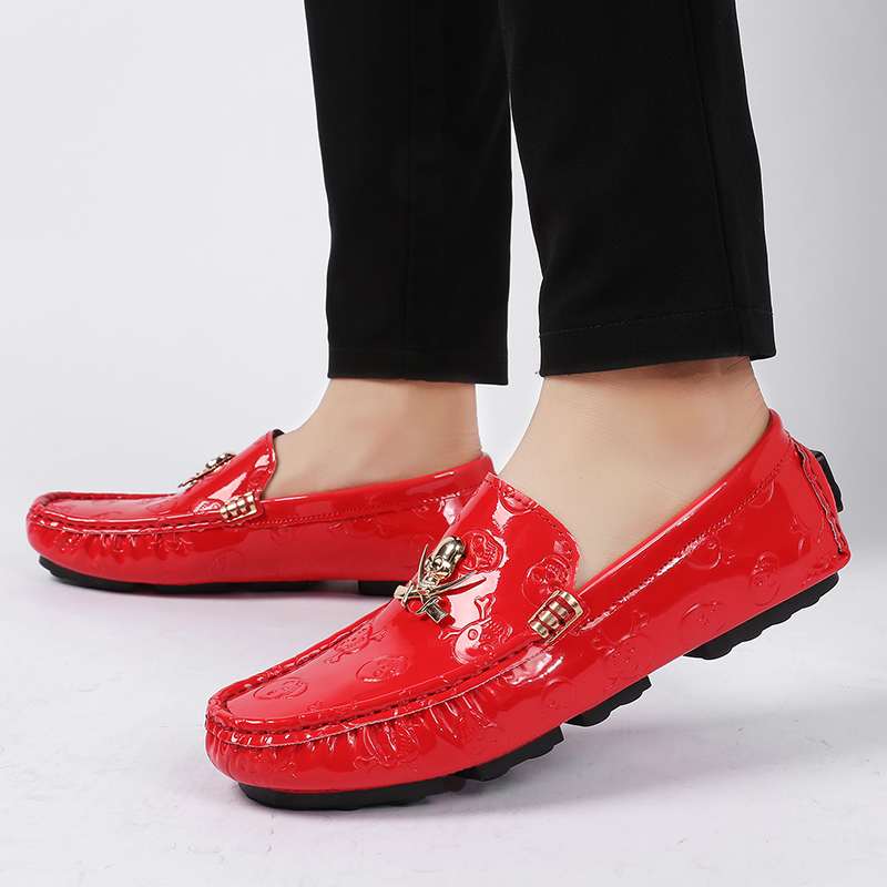 Men Quality Shoes Shine Skull  - огляд і ціна Suede Loafers Men