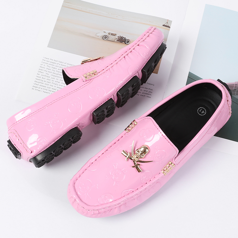 Men Quality Shoes Shine Skull  - огляд і ціна Suede Loafers Men