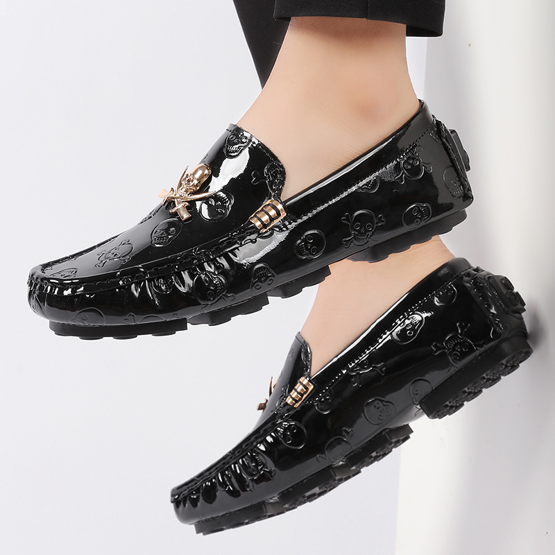 Men Quality Shoes Shine Skull  - огляд і ціна Suede Loafers Men
